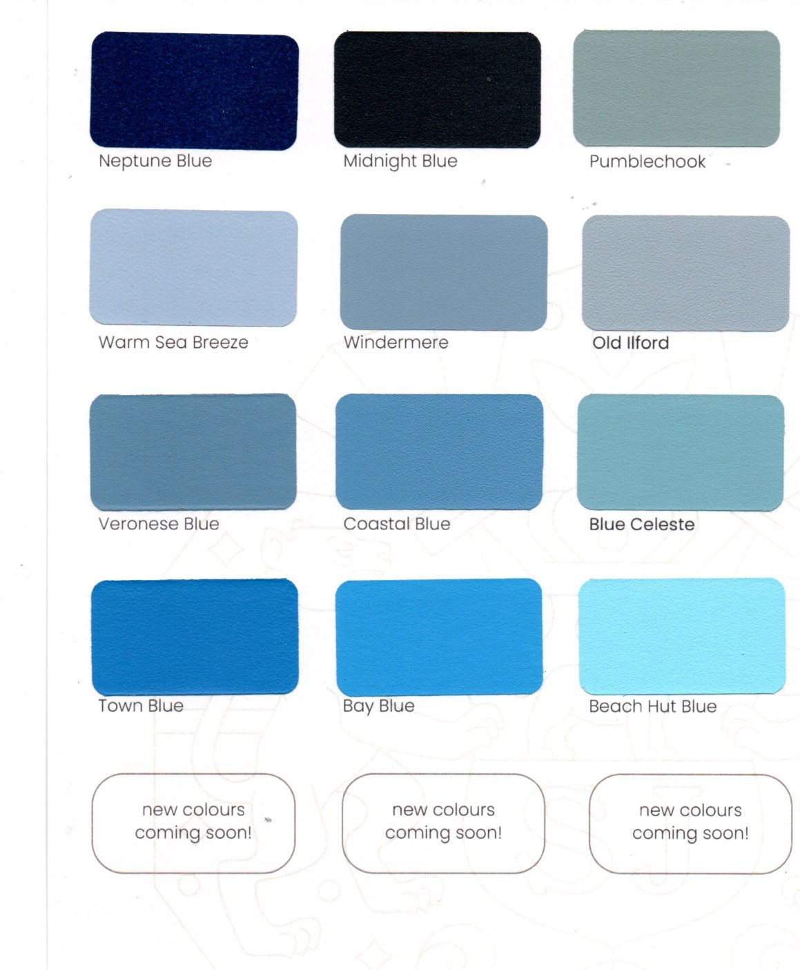 Colour chart blues