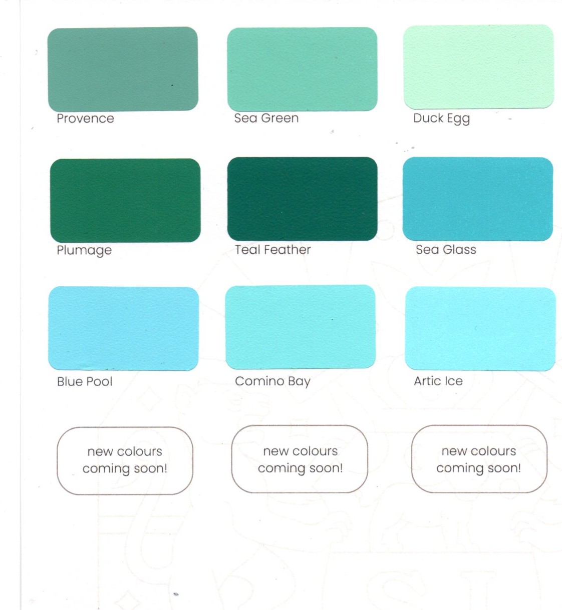 Colour chart bluey greens