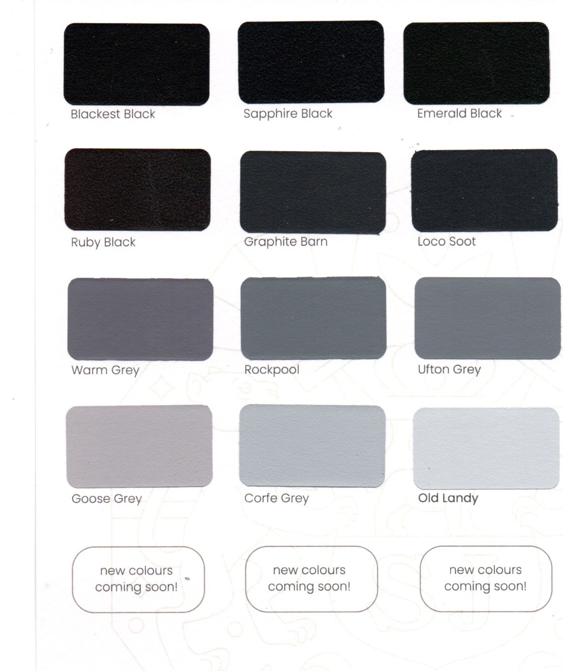 Colour chart greys