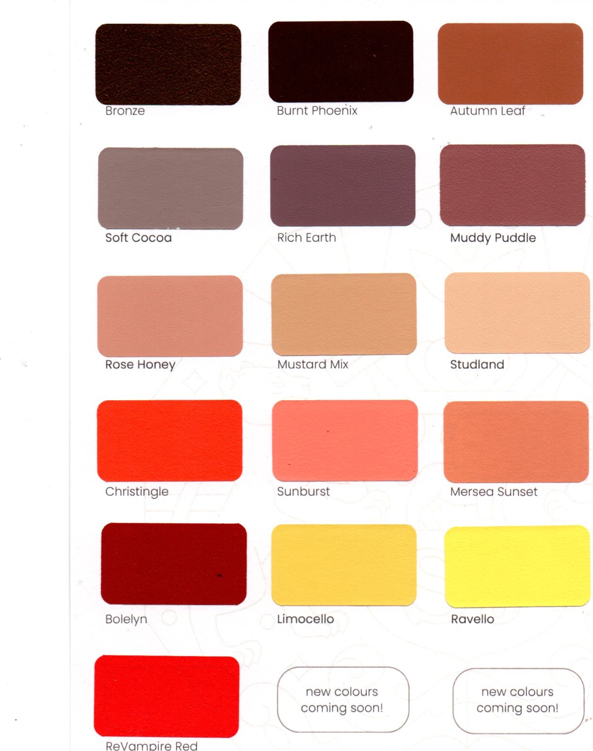 Colour chart orange